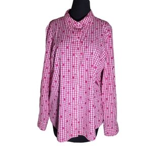 Tommy Hilfiger women's button down gingham plaid long sleeve shirt size XL